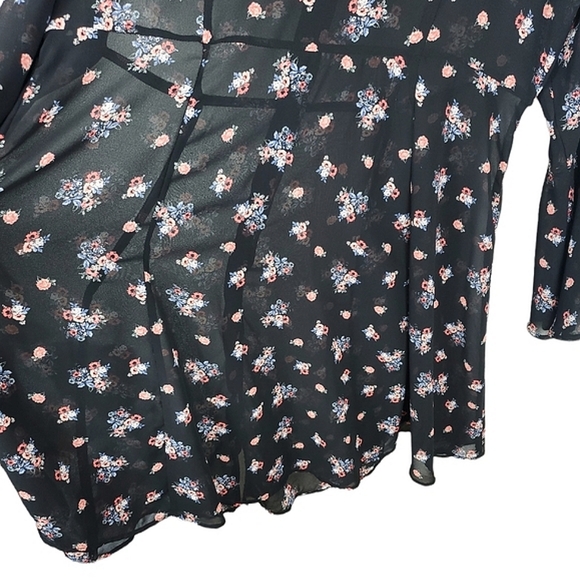 NWOT Torrid Black Floral Semi-Sheer Mini/Midi Dress - Picture 5 of 6